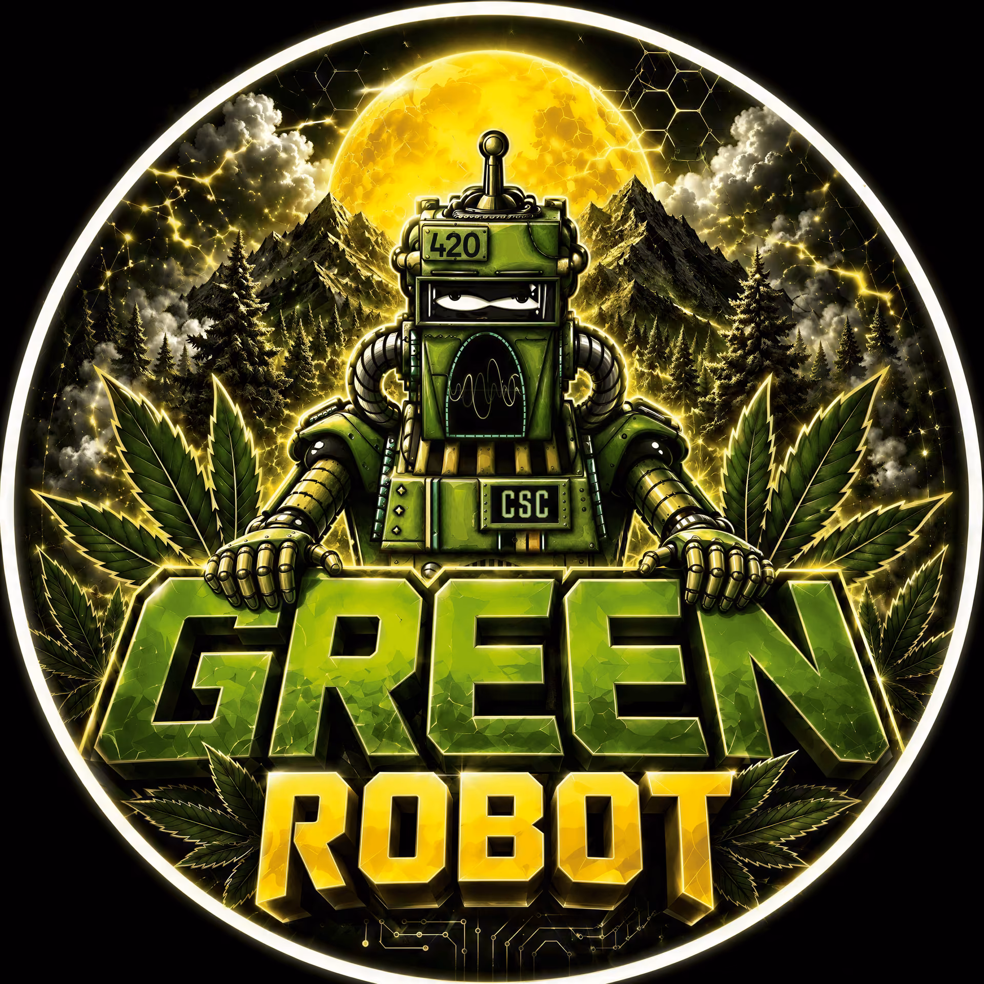 Cannabis Social Club Green Robot logo